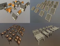 Low Poly Village Exteriors Collection 3D Model Low-poly  3D model