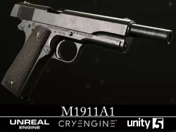 M1911A1 - Textured - Game Ready Low-poly  3D model