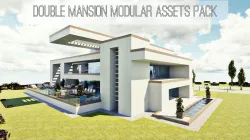 Modular Double Mansion Assets Pack Low-poly  3D model