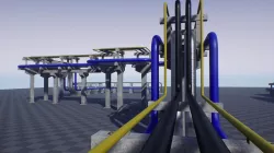 Modular Industrial Pipe Concrete Trestle Low-poly  3D model