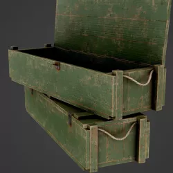 Painted Wooden Ammo Box - PBR Game-Ready Low-poly  3D model