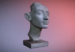 Photorealistic Crown less Head of queen Nefertiti 3D model
