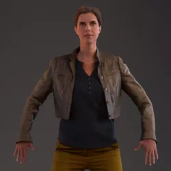 Rigged 3D female with realistic hair Low-poly  3D model