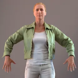 Rigged 3D low poly female with summer jacket Low-poly  3D model