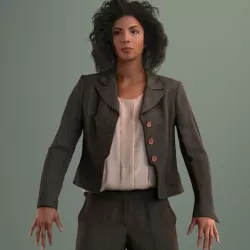 Rigged South American female 3D model in business attire Low-poly  3D model