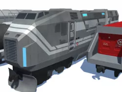 Sci-fi Train Set Low-poly  3D model