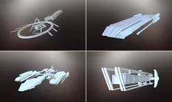 Sci-Fi War Spaceships collection Low-poly  3D model