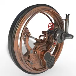 Steampunk monowheel PBR low poly Low-poly  3D model
