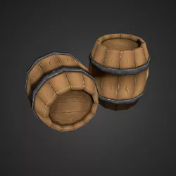 Stylized Wood Barrel Low-poly  3D model