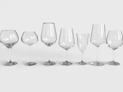 Wine Glass Set Low-poly  3D model