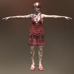 Zombie Female red head Low-poly  3D model
