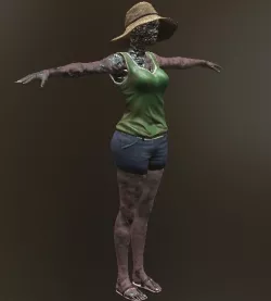 Zombie Female with Hat Low-poly  3D model