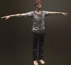 Zombie Male Skin Low-poly  3D model