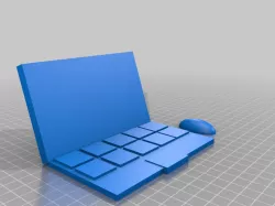 Computer with tilted screen and mouse 