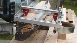 DIY project for the exact adjustment of a mobile sawmill with chainsaw