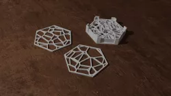 Hexagonal Voronoi drink coasters with holder [ Voronoï ]