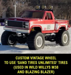 Custom Vintage Look Wheel for Large paddle tires used in Wild Willys M38 or Blazing Blazer