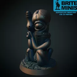Alien with pistol  28mm (Supportless, FDM-friendly)