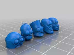 Lego Rock, Thanos, Bart, Homer, and Minion heads with molds