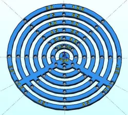 Ruler for drawing circles and dividing them into parts and angles