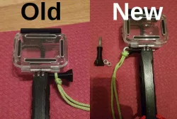 GoPro Screw Knob with eye bolt and hole for safety strap
