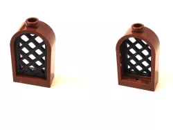 LEGO Window 1x2x2⅔ Pane Lattice Diamond with Rounded Top - Parts number 29170-30046-37411 - Lego Grille Arrondie pour Cadre de Fenêtre