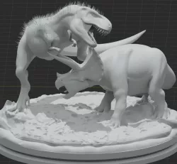 Trex and Triceratops Fighting