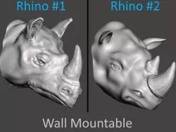 2 Rhino Heads For Wall (Large)