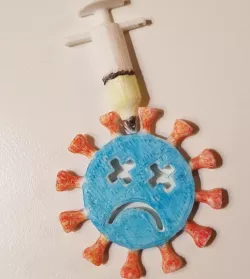 COVID-19 Vaccine Badge Keychain