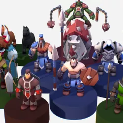 130 dollars Discount - 13 Handpaint Medieval Character Low-poly  3D model