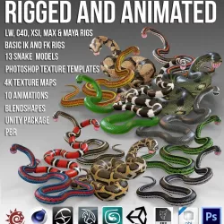 Animated Snakes PBR Ultimate Vol 1 Low-poly  3D model