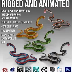 Animated Snakes PBR  Vol 2 Low-poly  3D model