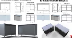 Bar Worktables (Cupboards) (Sliding Doors)