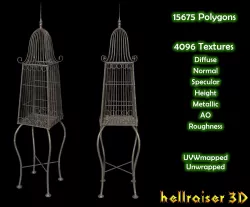 Bird Cage - PBR - Textured Low-poly  3D model