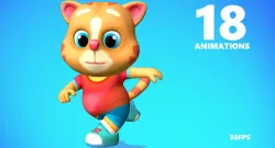 Cat Low poly Animated Rigged Low-poly  3D model
