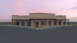 Commercial shopping center modern with trellis brick material Low-poly  3D model