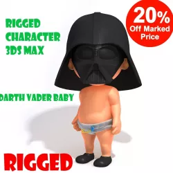 Darth Vader baby cartoon rigged 3D model