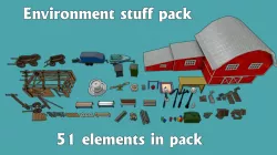 Environment props pack Low-poly  3D model