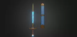 Fantasy Runic Sword Low-poly  3D model