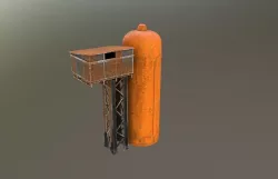 Game ready survival post apocalyptic  tower and tank  Low-poly  3D model