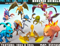 Low Poly Monster Cartoon Collection 01 3D Model - Animated Low-poly  3D model