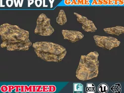 Low poly Realistic Rock desert cliff pack 002C - Game Ready Low-poly  3D model