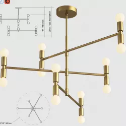 Luster Atomium Chandelier - Lambert and Fils 3D model