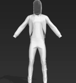 Man t-shirt and hood Low-poly  3D model