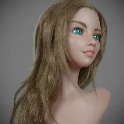 Mannequin with long hair for production render editable 3D model