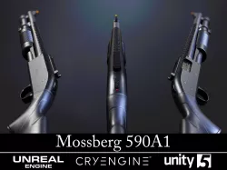 Modular Mossberg 590A1 - Textured - Game Ready Low-poly  3D model