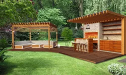 outdoor kitchen and lunge pavilion Low-poly  3D model