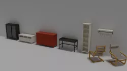 Scandinavian furniture set 3D model