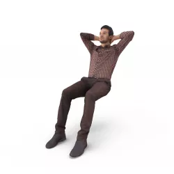 Sitting Fan Man 3D model