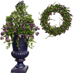 Vase with flowers and wreath 02 3D model